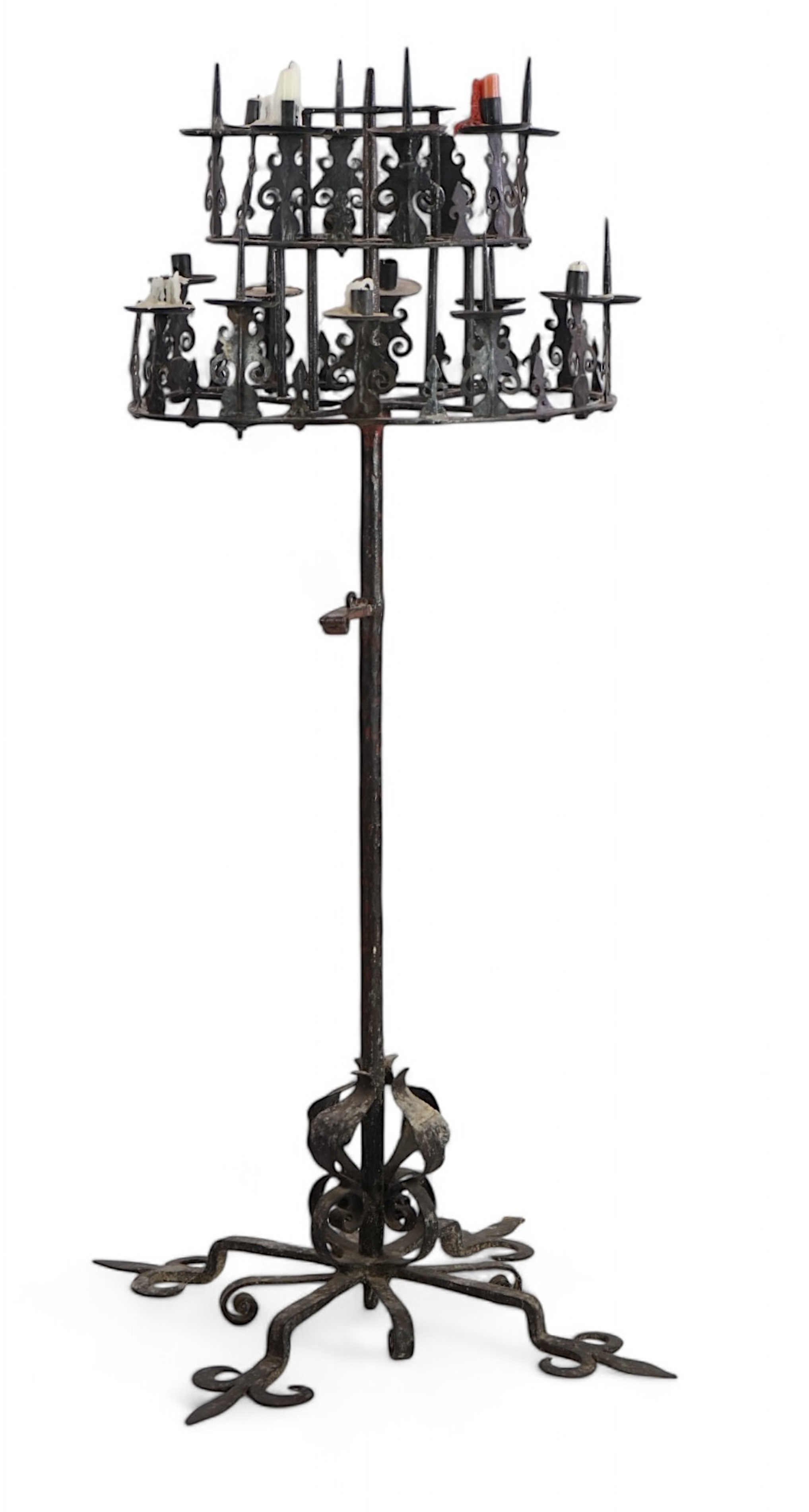 A 17th century French wrought iron pricket candelabrum